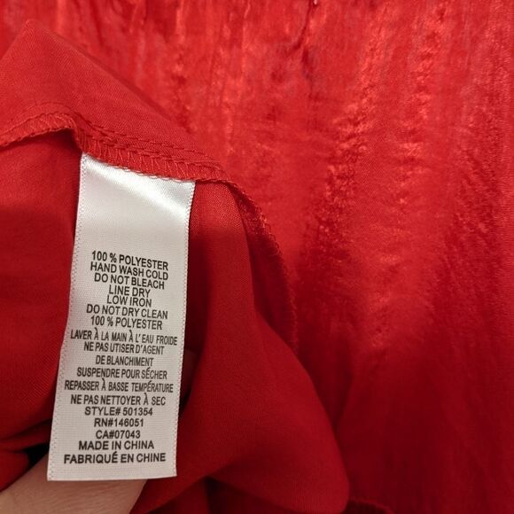 New MONTEAU Los Angeles red scallop dress size L @Z - Picture 7 of 12